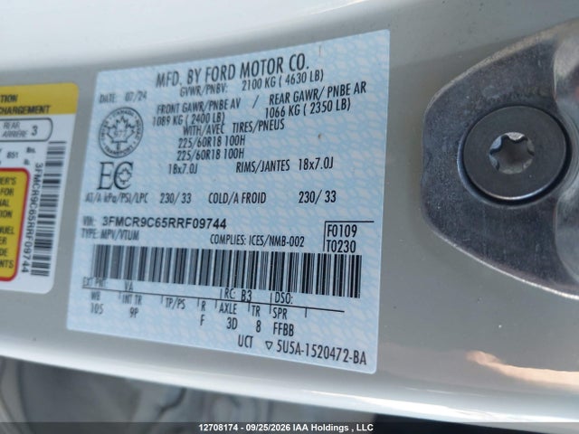 Продаж на аукціоні авто 2024 Ford Bronco Sport Outer Banks, vin: 3FMCR9C65RRF09744, номер лоту: 12708174