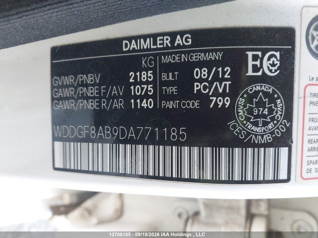 2013 Mercedes-benz C 300 4matic მანქანა იყიდება აუქციონზე, vin: WDDGF8AB9DA771185, აუქციონის ნომერი: 12708185