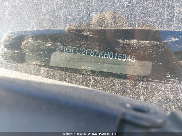 Продаж на аукціоні авто 2019 Honda Civic, vin: 2HGFC2F87KH015945, номер лоту: 12708207