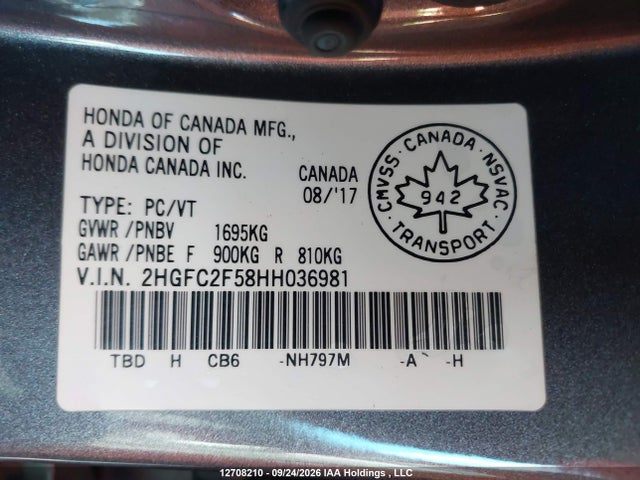 Honda Civic Lx 2017 2HGFC2F58HH036981 Image 18