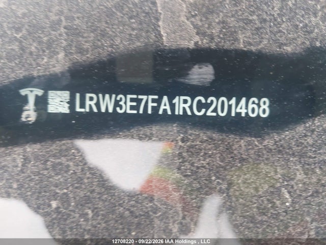 12708220 :رقم المزاد ، LRW3E7FA1RC201468 vin ، 2024 Tesla Model 3 Rwd مزاد بيع