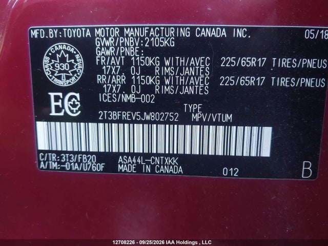 Toyota RAV4 LE 2018 2T3BFREV5JW802752 Image 9