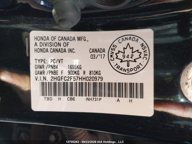 Honda Civic 2017 2HGFC2F57HH020979 Image 9