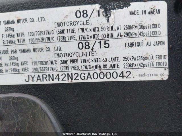 Yamaha Yzfr1s 2016 JYARN42N2GA000042 Image 12