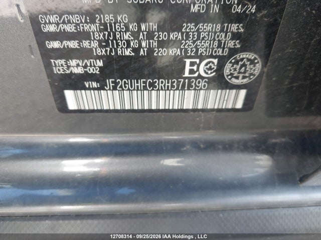 Продажа на аукционе авто 2024 Subaru Crosstrek, vin: JF2GUHFC3RH371396, номер лота: 12708314