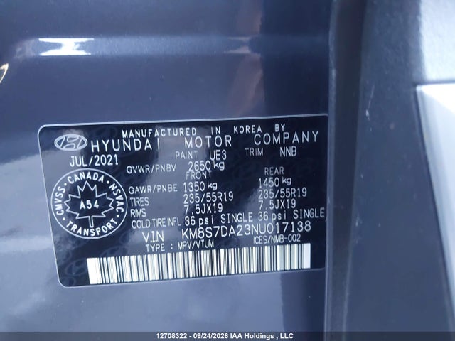 Hyundai Santa Fe 2022 KM8S7DA23NU017138 Image 9