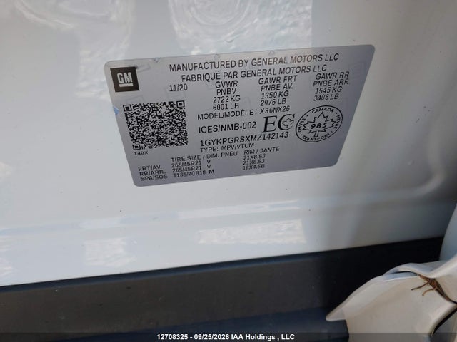 Aukcja sprzedaży 2021 Cadillac Xt6 Sport, vin: 1GYKPGRSXMZ142143, numer aukcji: 12708325