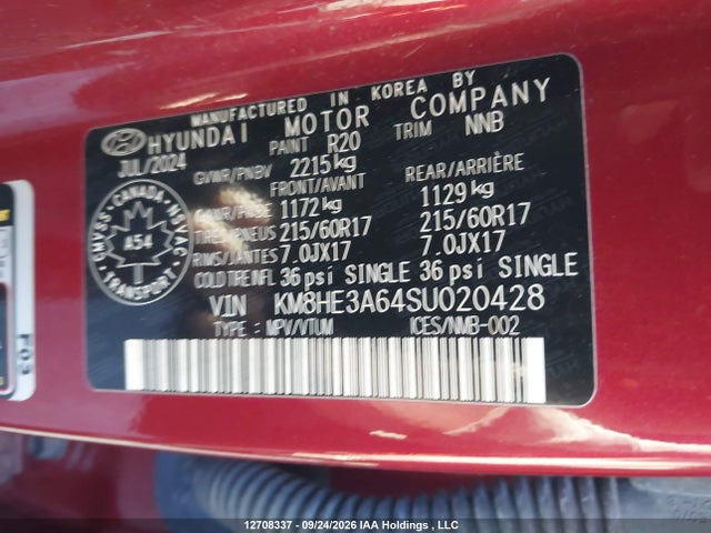 Продажа на аукционе авто 2025 Hyundai Kona Limited, vin: KM8HE3A64SU020428, номер лота: 12708337