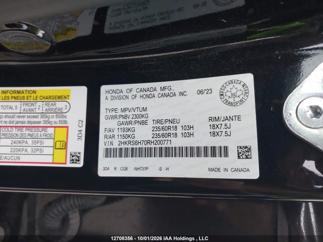 Продаж на аукціоні авто 2024 Honda Cr-v Exl, vin: 2HKRS6H70RH200771, номер лоту: 12708356