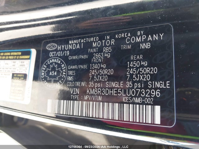 Aukcja sprzedaży 2020 Hyundai Palisade Luxury 7-passenger Seating, vin: KM8R3DHE5LU073296, numer aukcji: 12708364