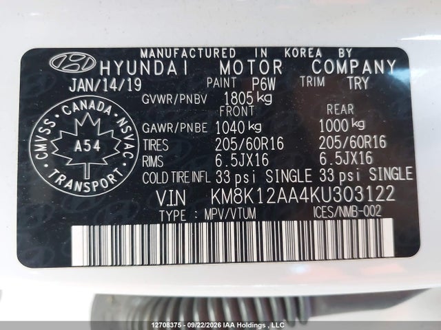 Продаж на аукціоні авто 2019 Hyundai Kona Se, vin: KM8K12AA4KU303122, номер лоту: 12708375