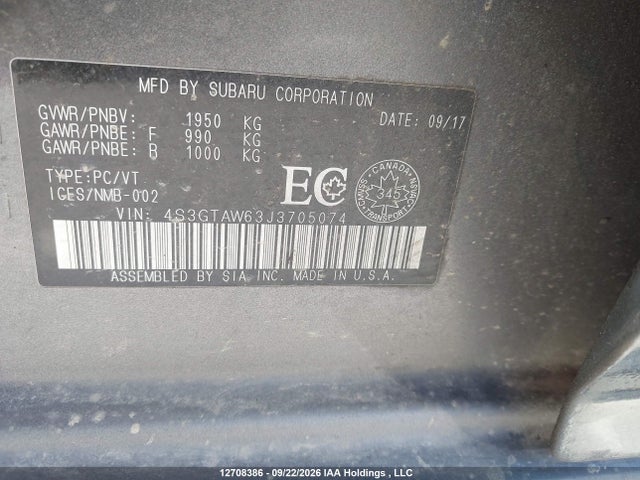 Aukcja sprzedaży 2018 Subaru Impreza Sport-tech, vin: 4S3GTAW63J3705074, numer aukcji: 12708386
