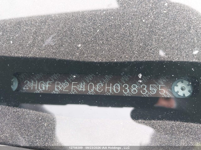 2012 Honda Civic Lx მანქანა იყიდება აუქციონზე, vin: 2HGFB2F40CH038355, აუქციონის ნომერი: 12708389