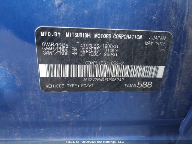 JA32V2FW4FU606242 Mitsubishi Lancer Se Awc