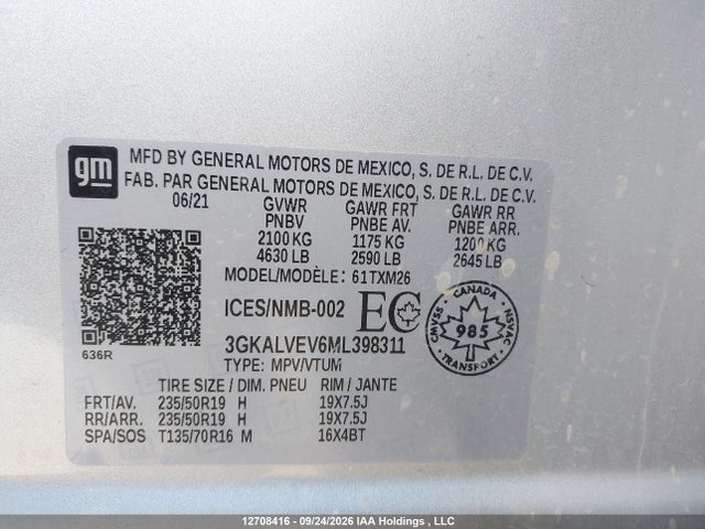 Aukcja sprzedaży 2021 Gmc Terrain Slt, vin: 3GKALVEV6ML398311, numer aukcji: 12708416