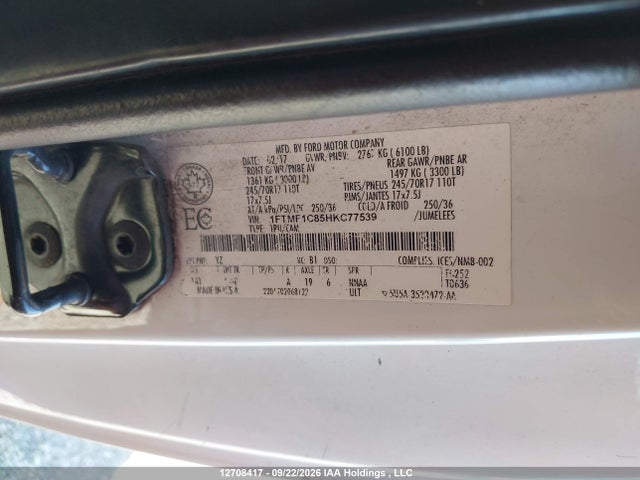 Ford F150 2017 1FTMF1C85HKC77539 Image 9