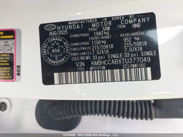 12708425 :رقم المزاد ، KM8HCCABXTU377049 vin ، 2026 Hyundai Kona Preferred Awd With Trend Package مزاد بيع