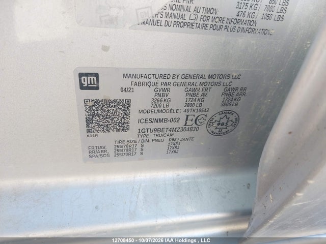 GMC Sierra 1500 Sle 2021 1GTU9BET4MZ304830 Image 9
