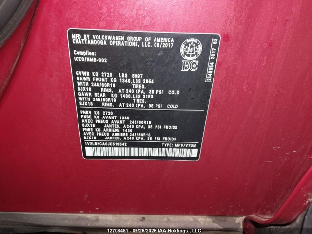 1V2LR2CA0JC513542 Volkswagen ATLAS SE