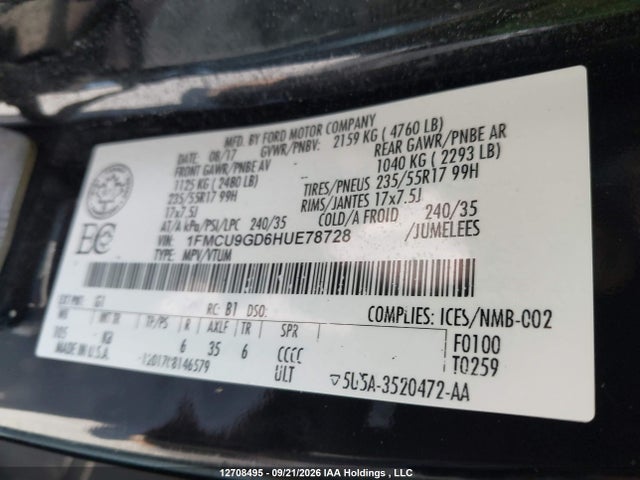Ford Escape 2017 1FMCU9GD6HUE78728 Image 19