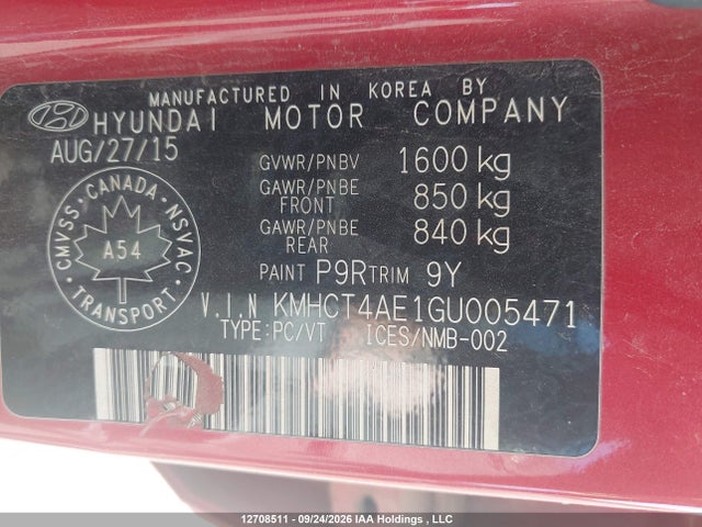 Продажа на аукционе авто 2016 Hyundai Accent Le, vin: KMHCT4AE1GU005471, номер лота: 12708511
