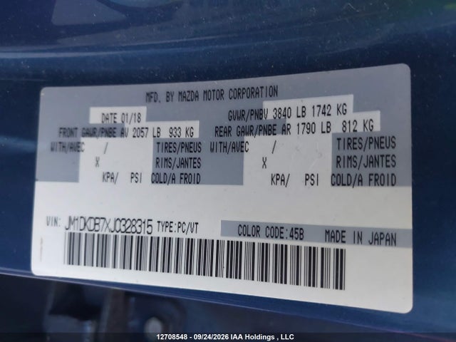 Auction sale of the 2018 Mazda Cx-3 Gx, vin: JM1DKDB7XJ0328315, lot number: 12708548