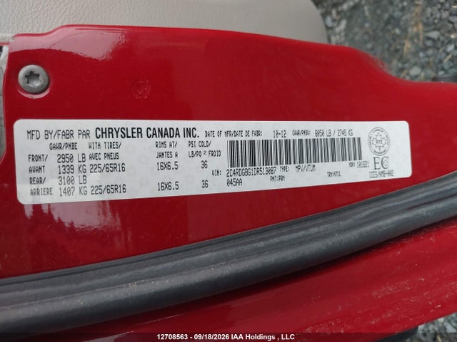 12708563 :رقم المزاد ، 2C4RDGBG1DR513087 vin ، 2012 Dodge Grand Caravan Se مزاد بيع