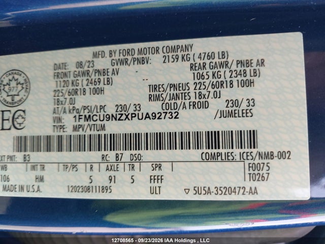Ford Escape St-line Select 2023 1FMCU9NZXPUA92732 Image 19
