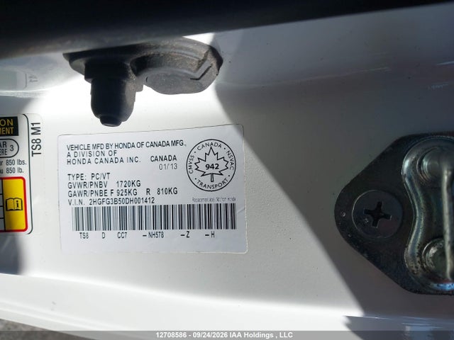 Aukcja sprzedaży 2013 Honda Civic, vin: 2HGFG3B50DH001412, numer aukcji: 12708586