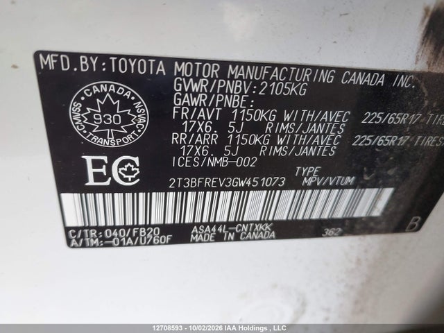 Toyota RAV4 2016 2T3BFREV3GW451073 Image 9