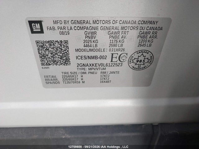 Chevrolet EQUINOX LT 2020 2GNAXKEV0L6122523 Image 9