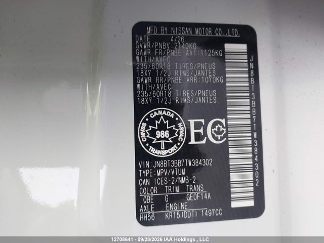 Nissan ROGUE SV 2026 JN8BT3BB7TW384302 Image 9