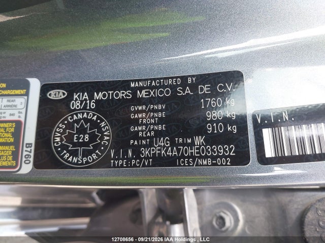 Продажа на аукционе авто 2017 Kia Forte Ex/ex Luxury/ex+/lx/lx+, vin: 3KPFK4A70HE033932, номер лота: 12708656