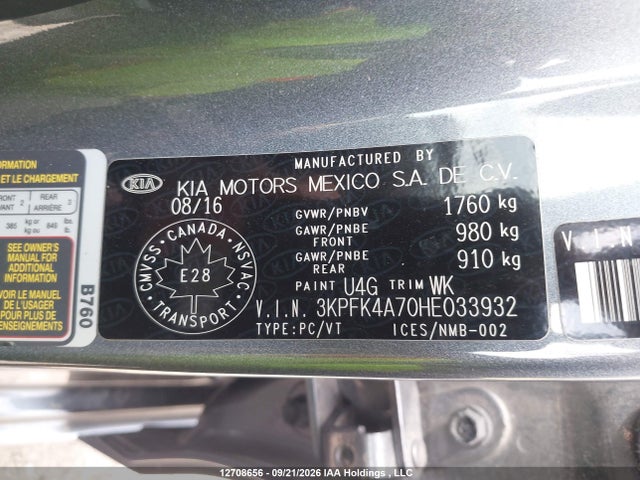 Продажа на аукционе авто 2017 Kia Forte Ex/ex Luxury/ex+/lx/lx+, vin: 3KPFK4A70HE033932, номер лота: 12708656