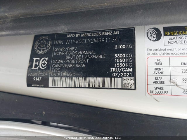 Aukcja sprzedaży 2021 Mercedes-benz Metris, vin: W1YV0CEY2M3911341, numer aukcji: 12708673