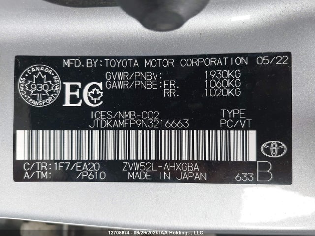 Toyota Prius Prime Upgrade 2022 JTDKAMFP9N3216663 Image 9