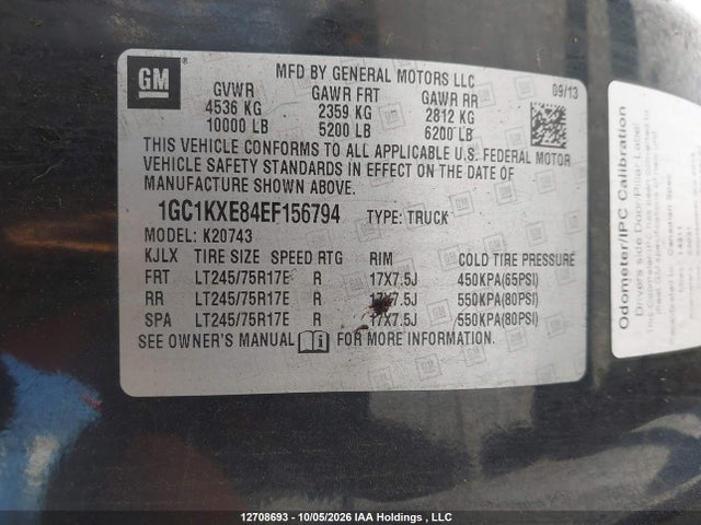 2014 Chevrolet Silverado K2500 Heavy Duty Lt მანქანა იყიდება აუქციონზე, vin: 1GC1KXE84EF156794, აუქციონის ნომერი: 12708693