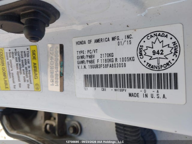 Продаж на аукціоні авто 2015 Acura Tlx, vin: 19UUB3F58FA803059, номер лоту: 12708695