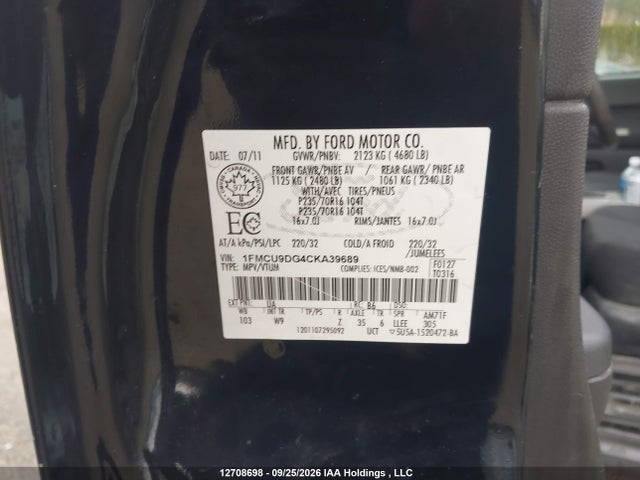 Aukcja sprzedaży 2012 Ford Escape Xlt, vin: 1FMCU9DG4CKA39689, numer aukcji: 12708698