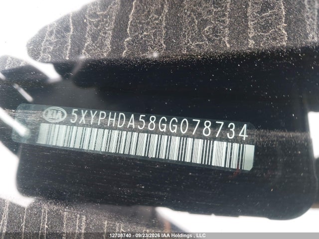 12708740 :رقم المزاد ، 5XYPHDA58GG078734 vin ، 2016 Kia Sorento Ex مزاد بيع