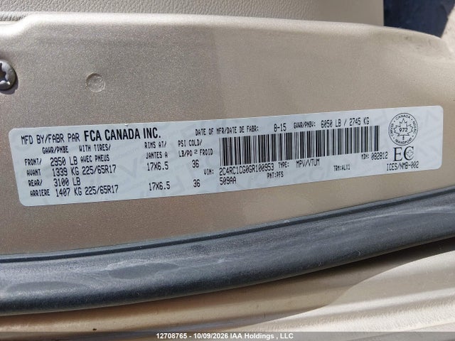 2C4RC1CG0GR100953 Chrysler Town &amp; Country Touring L