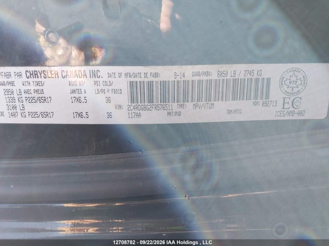 Продажа на аукционе авто 2015 Dodge Grand Caravan Se, vin: 2C4RDGBG2FR576511, номер лота: 12708782