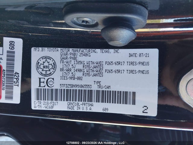 Продажа на аукционе авто 2021 Toyota Tacoma Double Cab/sr5/trd Sport/trd Off Road, vin: 5TFDZ5BN9MX065553, номер лота: 12708802