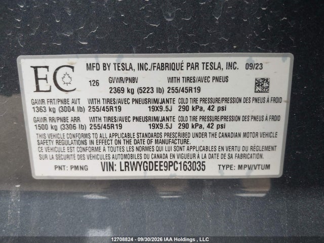 Tesla Model Y Long Range 2023 LRWYGDEE9PC163035 Image 9