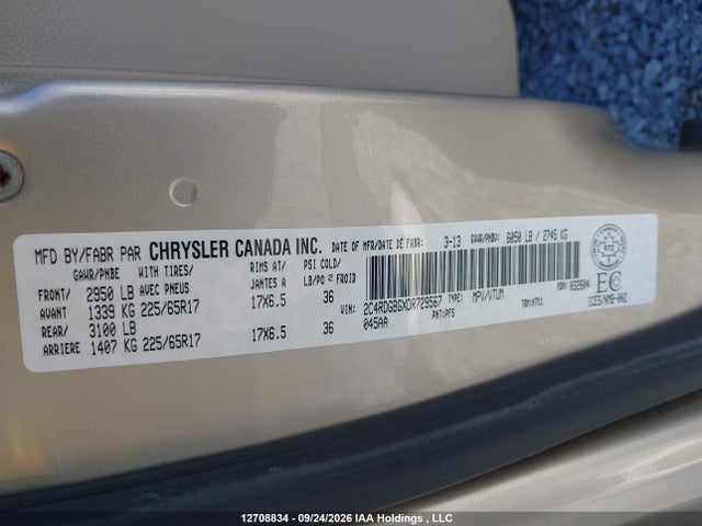 Продаж на аукціоні авто 2013 Dodge Grand Caravan Se/sxt, vin: 2C4RDGBGXDR729567, номер лоту: 12708834
