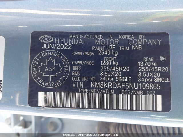 Hyundai Ioniq 5 Preferred Long Range With Ultimate Package 2022 KM8KRDAF5NU109865 Image 9