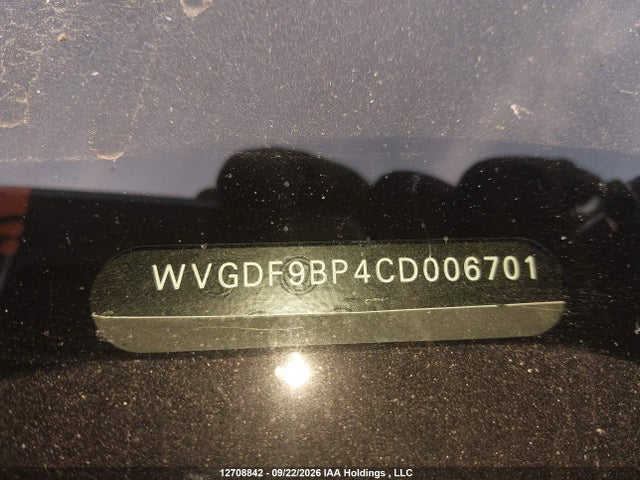 Продажа на аукционе авто 2012 Volkswagen Touareg V6, vin: WVGDF9BP4CD006701, номер лота: 12708842