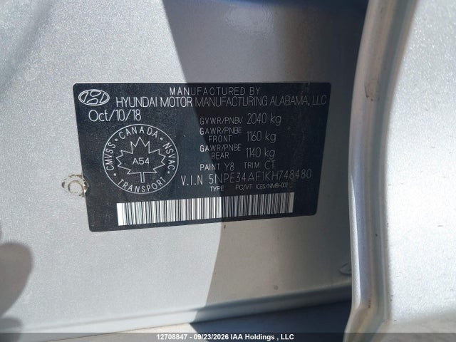 Продаж на аукціоні авто 2019 Hyundai Sonata Luxury, vin: 5NPE34AF1KH748480, номер лоту: 12708847