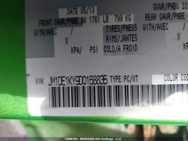 12696184 :رقم المزاد ، JM1DE1KY9D0168835 vin ، 2013 Mazda Mazda2 Gx مزاد بيع