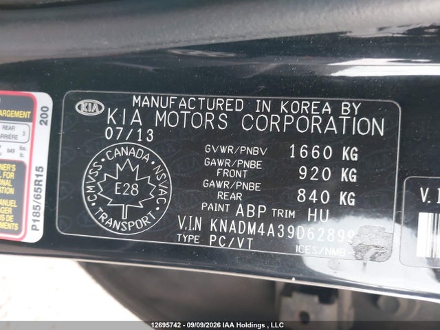 Продажа на аукционе авто 2013 Kia Rio Ex/lx/lx+/sx, vin: KNADM4A39D6289918, номер лота: 12695742